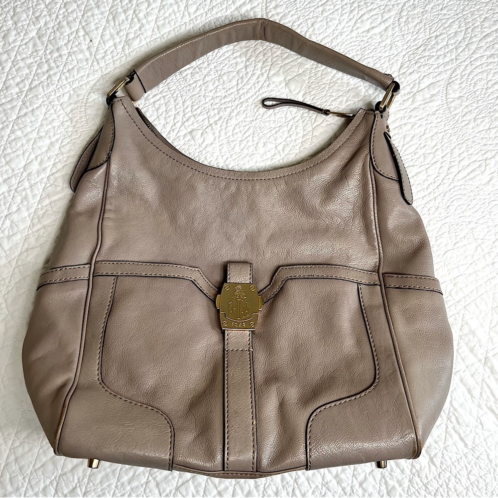 Vintage Mark across Hobo Leather Large Bag Gray Taupe